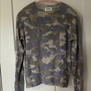 27 Miles Malibu Camouflage Crew Neck Sweater - Gray and Blue Tones